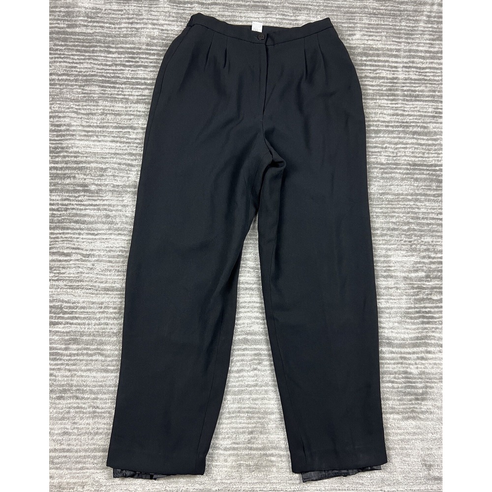Judith Hart Collection Pants Women 6 Black Pleated High Rise Straight Leg Lined
